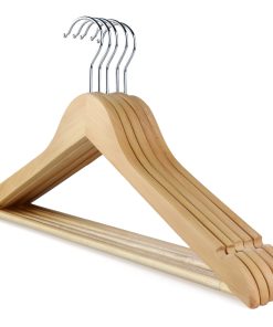 Alternative view of Wood Non-Slip Suit Hanger, Non-Slip Bar and Notches , 44cm, Natural