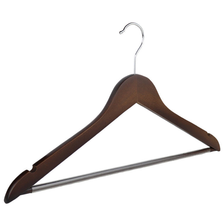 Dark Wooden Hanger, NonSlip Trouser Bar The Hanger Store
