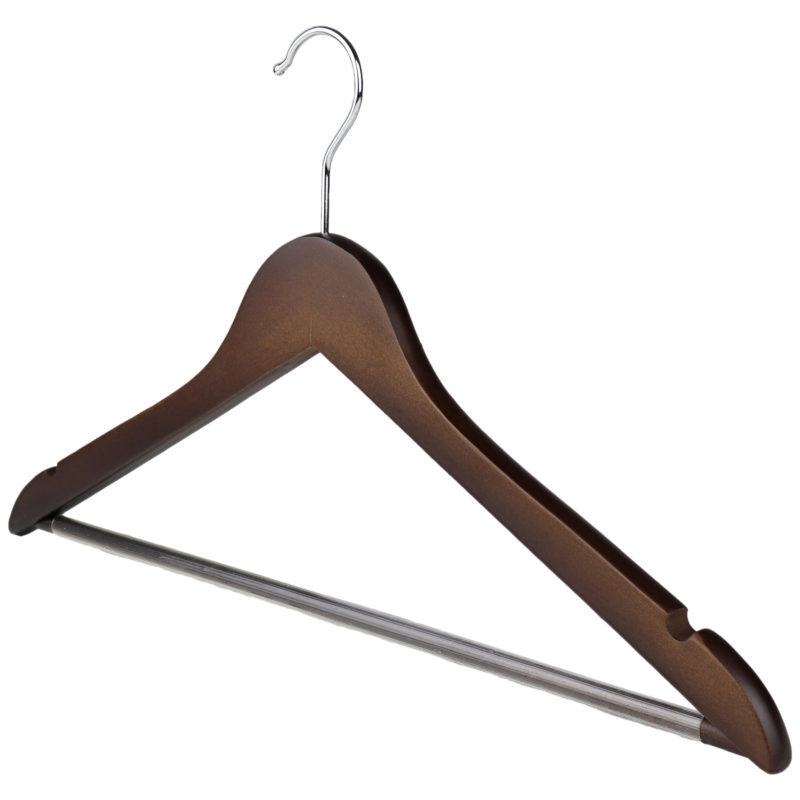 Dark Wooden Hanger, NonSlip Trouser Bar The Hanger Store