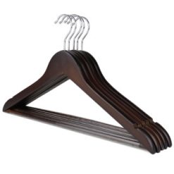 Alternative view of Dark Wooden Hanger, Non-Slip Trouser Hanger Bar, 44cm, Chrome Hook