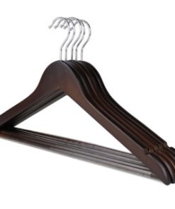 Alternative view of Dark Wooden Hanger, Non-Slip Trouser Hanger Bar, 44cm, Chrome Hook