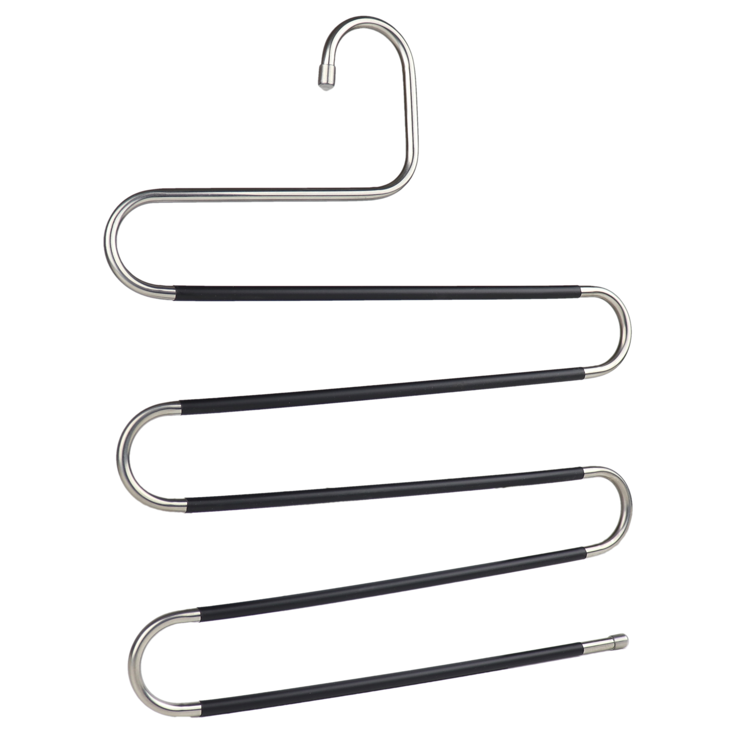 2 Pack Trouser Hanger Space Saving 5 In 1 Stainless Steel Magic Hanger Organiser for Trousers Scarves Jeans Clothes Towels With ABS Plastic Coating 