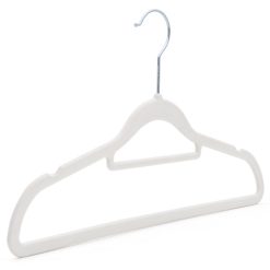 White Velvet Coat Hanger, Slimline & Space-Saving, 42cm