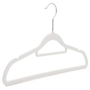 White Velvet Coat Hanger, Slimline & Space-Saving, 42cm