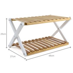 Alternative view of Wooden Bamboo Shoe Rack, 2 Tier Folding Storage