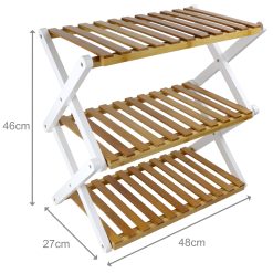Alternative view of Folding Bamboo Shoe Rack, 3 Tier Wooden Storage Stand