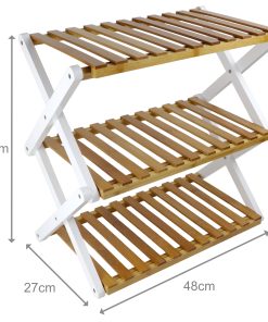Alternative view of Folding Bamboo Shoe Rack, 3 Tier Wooden Storage Stand