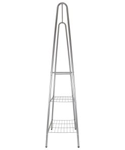 Grey Metal Coat Stand with 2 Tier Shoe Rack 160cm Side View