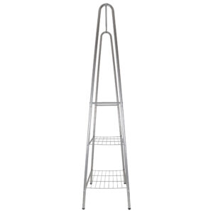 Grey Metal Coat Stand with 2 Tier Shoe Rack 160cm Side View