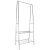 Grey Metal Coat Stand with 2 Tier Shoe Rack 160cm