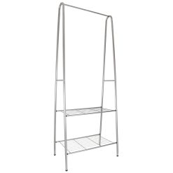Grey Metal Coat Stand with 2 Tier Shoe Rack 160cm