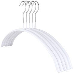 Jumper Knitwear Hanger, Non-Slip Rubber Coating on Chrome Metal Frame, 41cm, White x 5