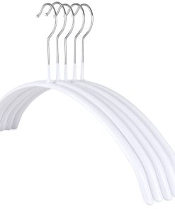 Jumper Knitwear Hanger, Non-Slip Rubber Coating on Chrome Metal Frame, 41cm, White x 5