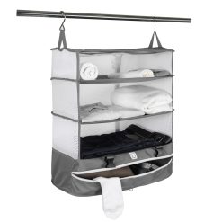 Travel Hanging Closet in use