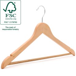 Angled picture of FSC Eucalyptus Wooden Hanger for suits