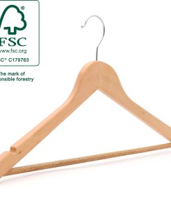 Angled picture of FSC Eucalyptus Wooden Hanger for suits