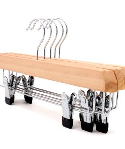 Alternative view of FSC Wooden Trouser & Skirt Hanger with Clips, Eucalyptus Wood with Chrome Metal Clips, 35cm
