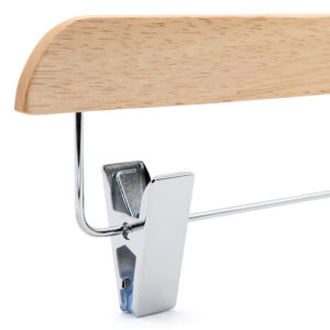 Slimline Wooden Clip Hanger, closeup of metal clip