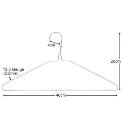 Metal Wire Coat Hanger image showing spec and dimensions
