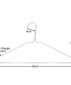 Metal Wire Coat Hanger image showing spec and dimensions
