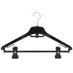 Alternative view of Adult Plastic Suit Hanger with Clips, 42cm, Black