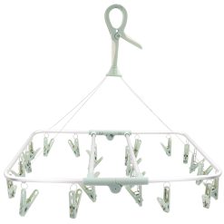 Multi-Peg Clothes Drying Rack, 24 Clips, Foldable Laundry Organizer